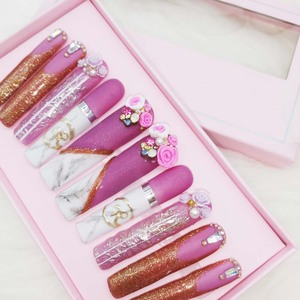 Uñas postizas acrílicas personalizadas hechas a mano <span class=keywords><strong>2022</strong></span>, uñas artificiales <span class=keywords><strong>de</strong></span> cobertura completa con caja <span class=keywords><strong>de</strong></span> embalaje para uso en los dedos - Product Image 2