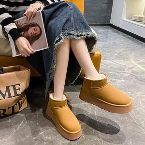 Sepatu bot katun tinggi tahan air ringan, sepatu bot hangat harian OEM kustom, sepatu bot salju pergelangan kaki datar