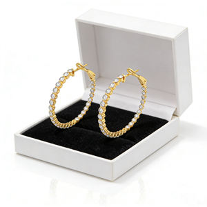 14K Gold Plated Lab Grown Diamond Earrings VVS-VS Quality 2.30ct Brilliant Cut Prong Setting Luxury Fashion Unisex Anniversary - Product Image 2