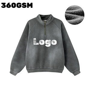 Hoodie Pullover Kerah Tinggi Setengah Resleting Model Longgar Nyaman, Bordir Kosong di Bahu, Custom Grosir, <span class=keywords><strong>2026</strong></span> - Product Image 4