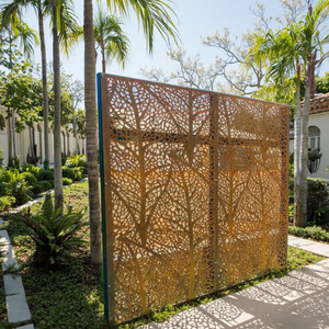 Outdoor Privacy <strong>Screens</strong> and Panels with <strong>Free</strong> <strong>Standing</strong> <strong>for</strong> Balcony Patio <strong>Garden</strong> Privacy Fence, Laser Cut Corten Steel Panels - Product Image 2
