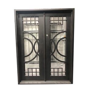 Portes d'entrée double de luxe en fer forgé nouveau design portes d'entrée avant à coupure thermique - Product Image 3