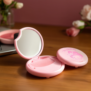 My Melody Comb <b>Mirror</b> Set Pink Compact With <b>Mirror</b> And Comb For Daily Use - Product Image 3
