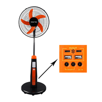 Ventilateur solaire portable 15W avec batterie 14400mAh, 12 vitesses, télécommande, rechargeable, avec lumière nocturne et sortie USB
