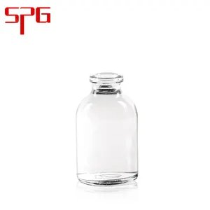 30 мл прозрачные литые флаконы для инъекций для антибиотиков кольцевая отделка ISO/CFDA 20 мм стеклянная бутылка стеклянная флакон