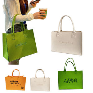 Promotional Tote Bags Felt Student Style Custom Printed Shopping GreenTote Bag with Logo