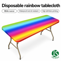 Passgenaue Regenbogen-Farbverlauf PEVA-Tischdecke 6ft Wasserdichte Einweg-Rechteckige Kunststoff-Tischabdeckung für Babyparty-Events