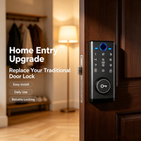Serrure de porte intelligente biométrique à empreintes digitales, compatible WiFi, application Tuya, modes de déverrouillage multiples, clavier, portes en aluminium/bois, utilisation à domicile/hôtel