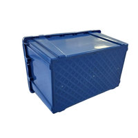 Caisse de déménagement en plastique bleu empilable et peu encombrante, boîte logistique en plastique pour expédition