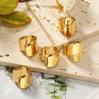 Europäische und amerikanische Mode unregelmäßige glatte abgeschrägte breite Titan Edelstahl 18 Karat vergoldet Ring Finger Schmuck r-szs12