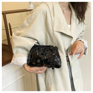 Wholesale Sparkle Woman Party Bags Luxury <b>Sequin</b> <b>Handbag</b> Fashion Chic Small Shoulder Bag with Gold Silver Paillettes - Product Image 2