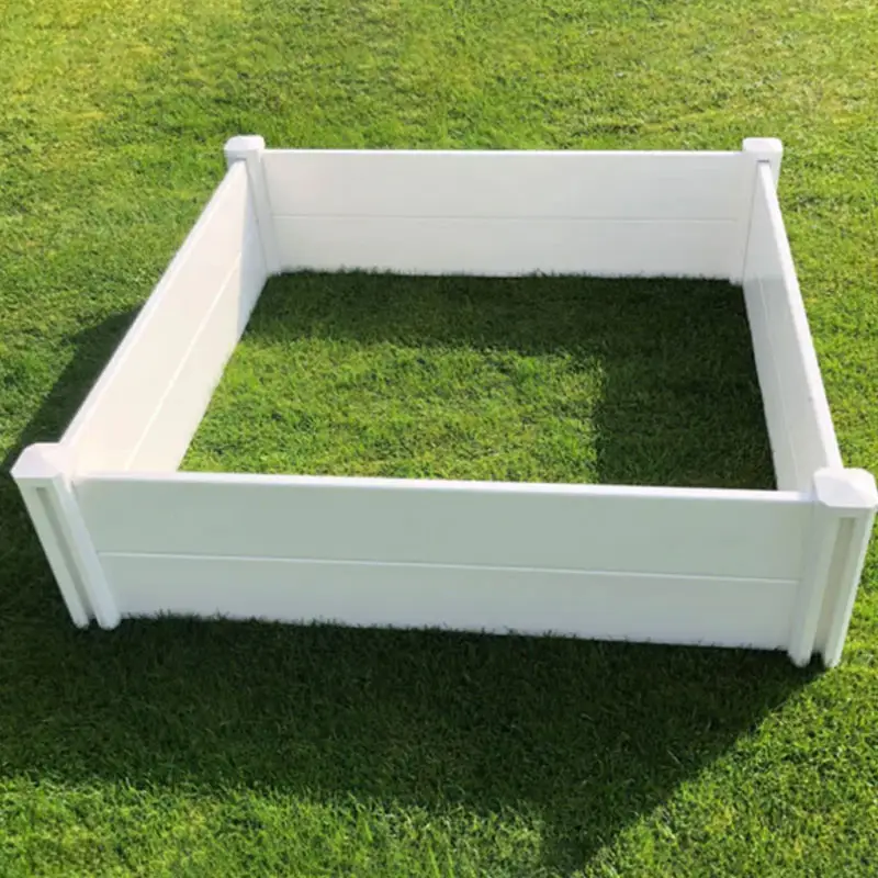 Легко собираемая белая виниловая ПВХ пластиковая приподнятая садовая кровать с внутренней сеткой ПВХ виниловая коробка для цветов