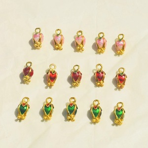 Flower Bud Pendant Zinc Alloy Pink <b>Red</b> Green <b>Tulip</b> Shape For Earring Making Jewelry Findings GJ194 - Product Image 2