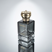 Flacon de parfum carré de luxe personnalisé de haute qualité, 30 ml, 50 ml, noir mat, fond épais, en verre, flacons vides pour hommes