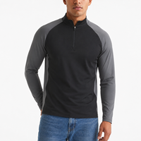Haut de sport pour homme à col montant, manches longues, blocs de couleur, quart de zip, séchage rapide, respirant, pour la course et la gym, conception OEM personnalisée