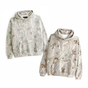 Sudadera con Capucha Holgada de Forro Polar Grueso con Diseño de Camuflaje Personalizado, Manga Larga, Bolsillos y Hombros Caídos - Product Image 2