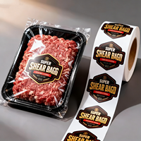 Étiquette adhésive personnalisée en rouleau pour congélateur avec logo doré, pour emballage de viande surgelée et aliments gourmets haut de gamme