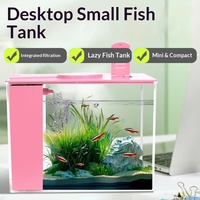 Aquarium de bureau auto-nettoyant JSD moderne sans débordement, en acrylique nano, avec pompe 3W et éclairage LED pour salon