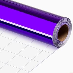 Merture Purple Metallic <b>Wrapping</b> <b>Paper</b> Roll 17 In X 32.8 Ft With Cutting Lines For Anniversary Birthday - Product Image 1