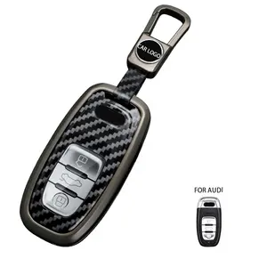 Funda de llave de control remoto de coche de fibra de carbono de aleación de Zinc suave para Audi A1 A3 A4 A5 A6 A7 A8 Q3 Q5 Q7 S4 S5 S6 S7 S8 R8 Q8 C8 D5 Tt Holder Pro