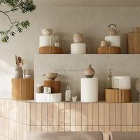 Présentoir cylindrique pliable en papier nid d'abeille, socle en kraft blanc pour centre de table de mariage, vente en gros