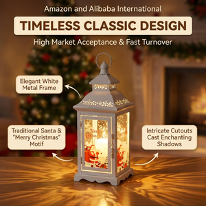 Lanterna Natalizia in Metallo Bianco Personalizzata, Lanterna Natalizia in Metallo Stampata, Lanterna Natalizia Vintage Bianca - Product Image 3
