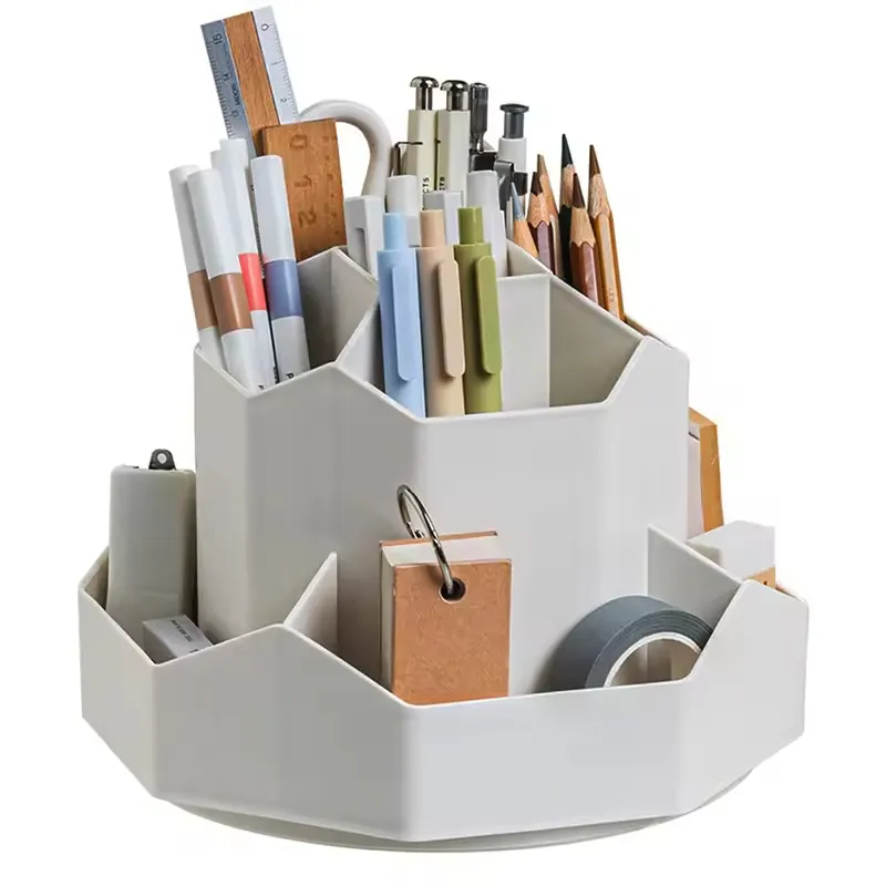 Bview Art 9 Slots 360 Degree Rotating Desk Organizers Pencil Pen Holder Plastic desktop storage box