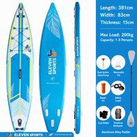 Planche de paddle gonflable de 11 pieds pour enfants, motif graphique personnalisé de marlin bleu, design animal marin, pour la pêche et le surf en mer