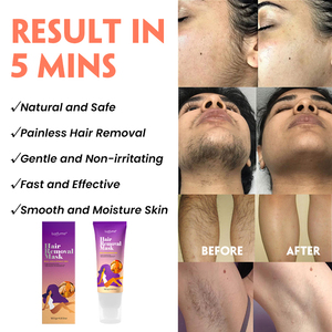 Bellezon crema <span class=keywords><strong>depilatoria</strong></span> permanente inhibe el crecimiento del cabello cuerpo <span class=keywords><strong>facial</strong></span> cúrcuma depilación máscara de barro - Product Image 3