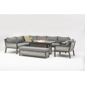 Sophia L Shaped <strong>Corner</strong> <strong>Rattan</strong> Aluminium Lounge Dining <strong>Set</strong> with Armchair Garden Outdoor Weaving Rope Patio Furniture <strong>Set</strong> - Product Image 2