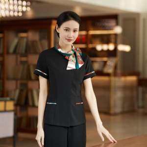 Uniforme de serveur de restaurant moderne avec logo personnalisé Ilex <span class=keywords><strong>Pur</strong></span> Purea Lines Design, uniforme de serveuse de restaurant, uniforme de serveur indien - Product Image 4