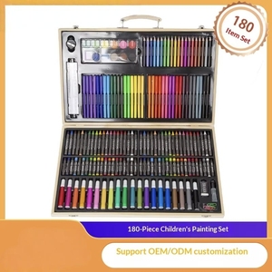 Coffret <span class=keywords><strong>de</strong></span> 180 pièces en bois pour <span class=keywords><strong>dessin</strong></span> et peinture, ensemble <span class=keywords><strong>de</strong></span> stylos, cadeau pour la Journée des enfants, crayons d'eau et crayons <span class=keywords><strong>de</strong></span> cire pour élèves du primaire, matériel artistique - Product Image 3