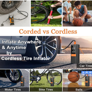 Compresseur de pneus portable multifonction avec moniteur de pression, affichage numérique 150 PSI, gonfleur électrique rechargeable pour voiture et vélo - Product Image 5