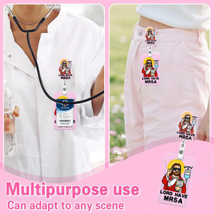 Cross-border Acrylic Priest Foundation Badge Scroll Sheet Easy-pull <b>Buckle</b> Retractable Badge <b>Clip</b> ID Card Sleeve - Product Image 3