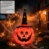120 cm Halloween Aufblasbare Kürbis-Hexenhüte-Dekoration mit integrierten LED-Lichtern zum Einstecken für Hof/Garten – Outdoor-Feiertagsdeko