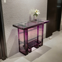Nouveau design de meubles pour hôtels de luxe, table console en acrylique pour couloir de couleur dégradée, meubles de maison modernes, table d'entrée en acrylique pour villa