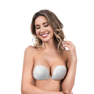 Chất Lượng Cao New Shell Ren Satin Tự Phía Trước Mở Dính Áo Ngực Thời Trang Pushup Không Dây Vô Hình Backless Phụ Nữ Phụ Nữ Áo Ngực - Product Image 1