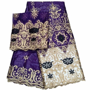 H & D Tissu de Dentelle en Coton Brodé <span class=keywords><strong>Bazin</strong></span> Riche Africain pour <span class=keywords><strong>Robe</strong></span> de Création avec Parfum - Product Image 2