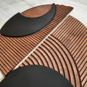 202504 pièces jumelles naturel rustique ligne Art bois décoration murale horizontale circulaire ferme tenture murale pour objets décoratifs - Product Image 5