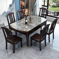 Nouvelle table à manger extensible multifonctionnelle pliable télescopique en ardoise de style chinois, pour petit appartement, 8 personnes