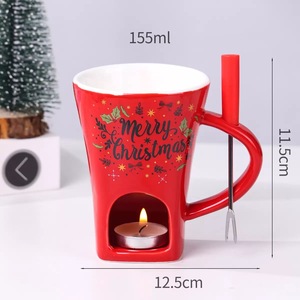 Tazza per Fonduta al Cioccolato in Acciaio Inox OEM ODM, Tazza Natalizia in Ceramica per Formaggio, Utensili per Microonde e Lavastoviglie - Product Image 2