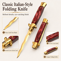 Couteau pliant italien Stiltto, lame ondulée en acier inoxydable 440, manche en résine, 7 couleurs, couteau de poche, collection cadeau, vente en gros OEM