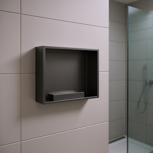 Niche de douche en acier inoxydable 15 x 13 pouces, noir canon de fusil, fixation murale, design rectangulaire minimaliste - Product Image 2