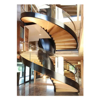 Escalier en colimaçon personnalisé moderne pour intérieur, escalier rotatif en acier au carbone avec rampe en verre pour villa et maison