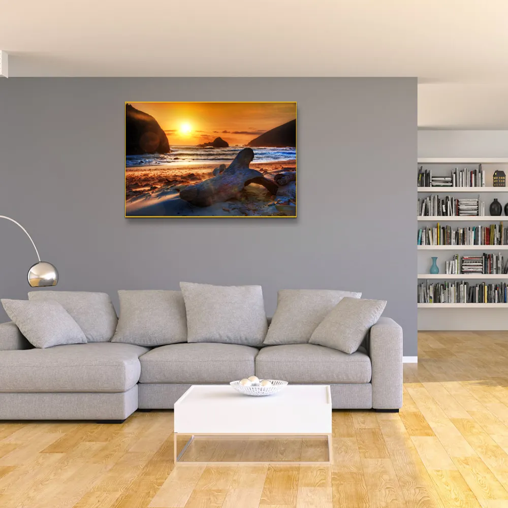 Custom Design Oceaan Strand Landschap Sunset Seaside Drukken Foto Op Canvas