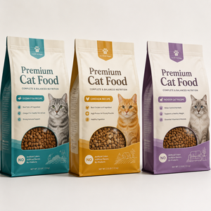 Sachet d'emballage alimentaire pour animaux de compagnie imprimé sur mesure, à huit soudures latérales, refermable, avec fenêtre, pour croquettes pour chats et chiens, pochette en plastique pour friandises pour animaux - Product Image 2