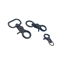 Mousqueton à ressort pivotant en alliage de zinc noir et acier inoxydable moulé sous pression, 1 pouce et 3/4 de pouce, avec base carrée, type « homard » pour animaux de compagnie