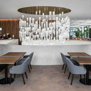 Cầu thang ánh sáng mặt dây chuyền làm bằng pha lê Duplex biệt thự xoay phòng khách bước rỗng siêu dài đèn chùm pha lê. - Product Image 2