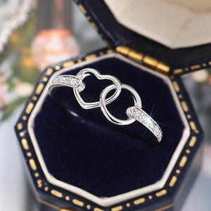 T0329 Anelli in argento con diamanti a taglio a cuore, colore naturale G, gioielli romantici da fidanzamento da donna - Product Image 1