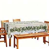 Nappe Imprimée Fleurs Blanches et Feuilles Vertes Imperméable en Polyester Prix Usine pour Jardin, Salle à Manger, Décoration Maison - Vente Chaude